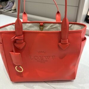 Loewe Coral Orange Leather Heritage Tote orange preowned